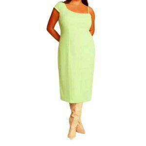 11 Honore Solange One Shoulder Midi Dress In Paradise Green